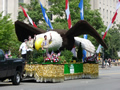 Eagle float with 2 scouts on it that had earned all 200 merit badges.